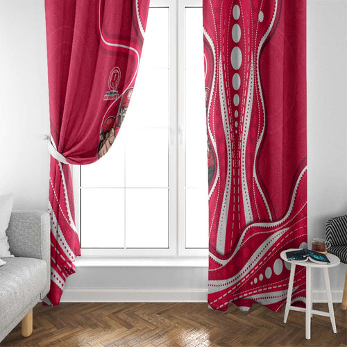 Melbourne Renegades Window Curtain Aboriginal Dot Art Red White - Tribal Wave Pattern