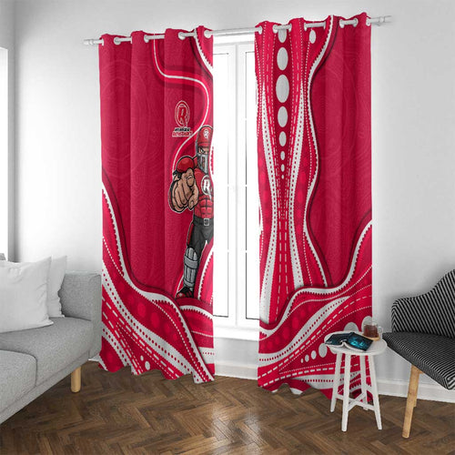 Melbourne Renegades Window Curtain Aboriginal Dot Art Red White - Tribal Wave Pattern