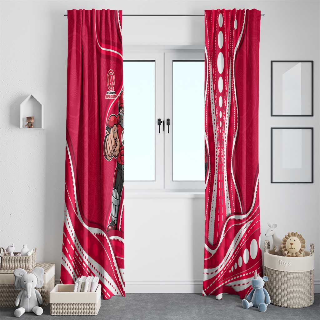 Melbourne Renegades Window Curtain Aboriginal Dot Art Red White - Tribal Wave Pattern