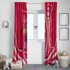 Melbourne Renegades Window Curtain Aboriginal Dot Art Red White - Tribal Wave Pattern