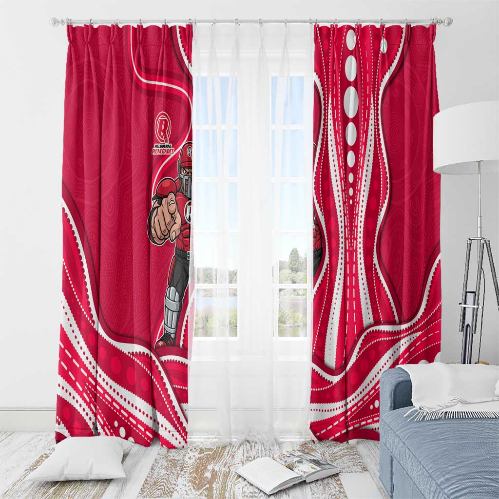 Melbourne Renegades Window Curtain Aboriginal Dot Art Red White - Tribal Wave Pattern