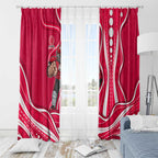 Melbourne Renegades Window Curtain Aboriginal Dot Art Red White - Tribal Wave Pattern