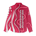 Melbourne Renegades Women Casual Shirt Aboriginal Dot Art Red White - Tribal Wave Pattern
