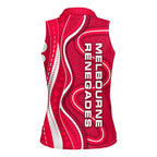 Melbourne Renegades Women Sleeveless Polo Shirt Aboriginal Dot Art Red White - Tribal Wave Pattern
