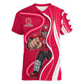 Melbourne Renegades Women V-Neck T-Shirt Aboriginal Dot Art Red White - Tribal Wave Pattern