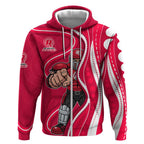 Melbourne Renegades Zip Hoodie Aboriginal Dot Art Red White - Tribal Wave Pattern