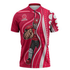 Melbourne Renegades Zipper Polo Shirt Aboriginal Dot Art Red White - Tribal Wave Pattern