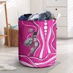 Sydney Sixers Laundry Basket Aboriginal Dot Art Pink White - Tribal Wave Pattern