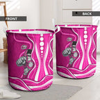 Sydney Sixers Laundry Basket Aboriginal Dot Art Pink White - Tribal Wave Pattern