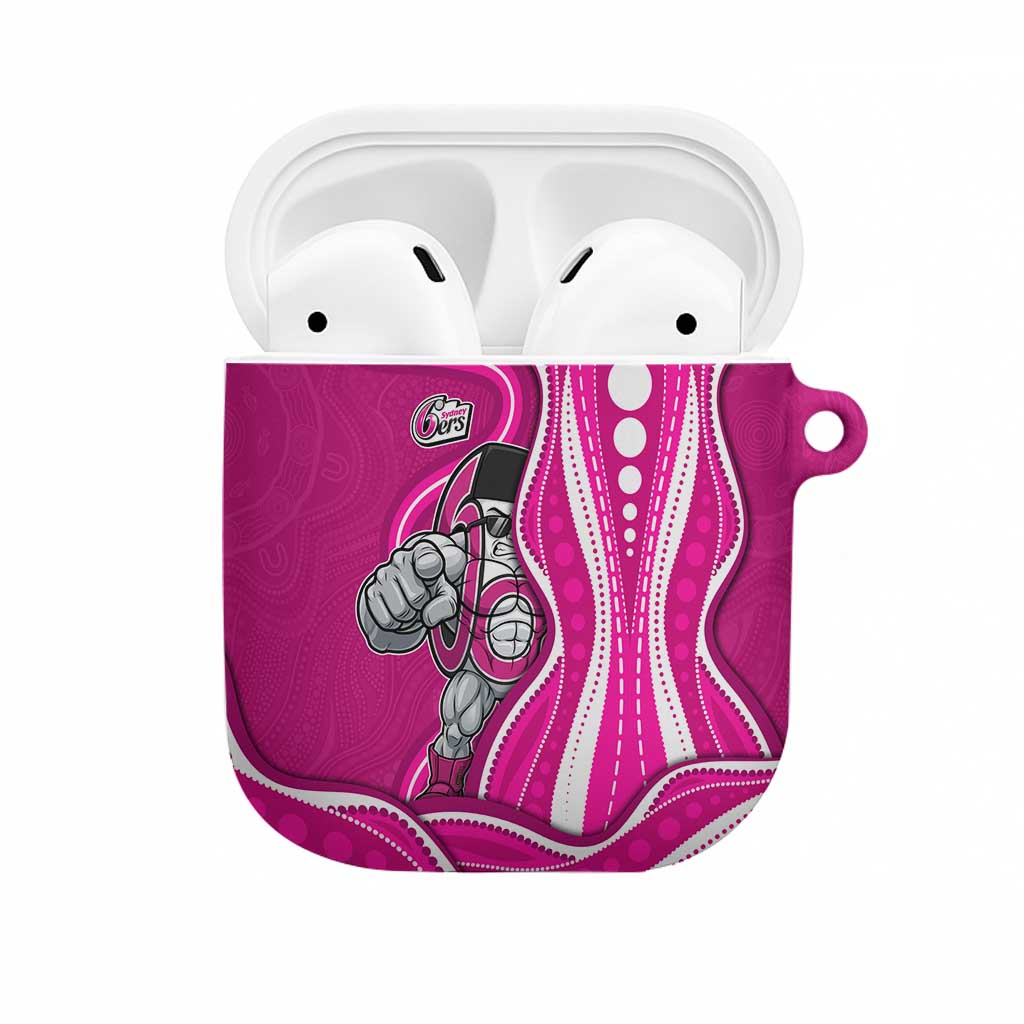 Sydney Sixers AirPods Case Aboriginal Dot Art Pink White - Tribal Wave Pattern