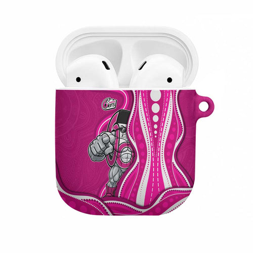 Sydney Sixers AirPods Case Aboriginal Dot Art Pink White - Tribal Wave Pattern