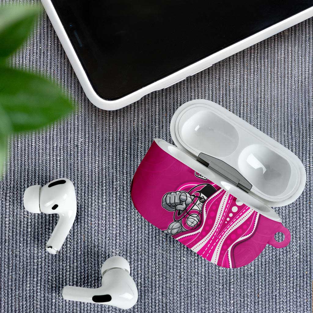 Sydney Sixers AirPods Case Aboriginal Dot Art Pink White - Tribal Wave Pattern