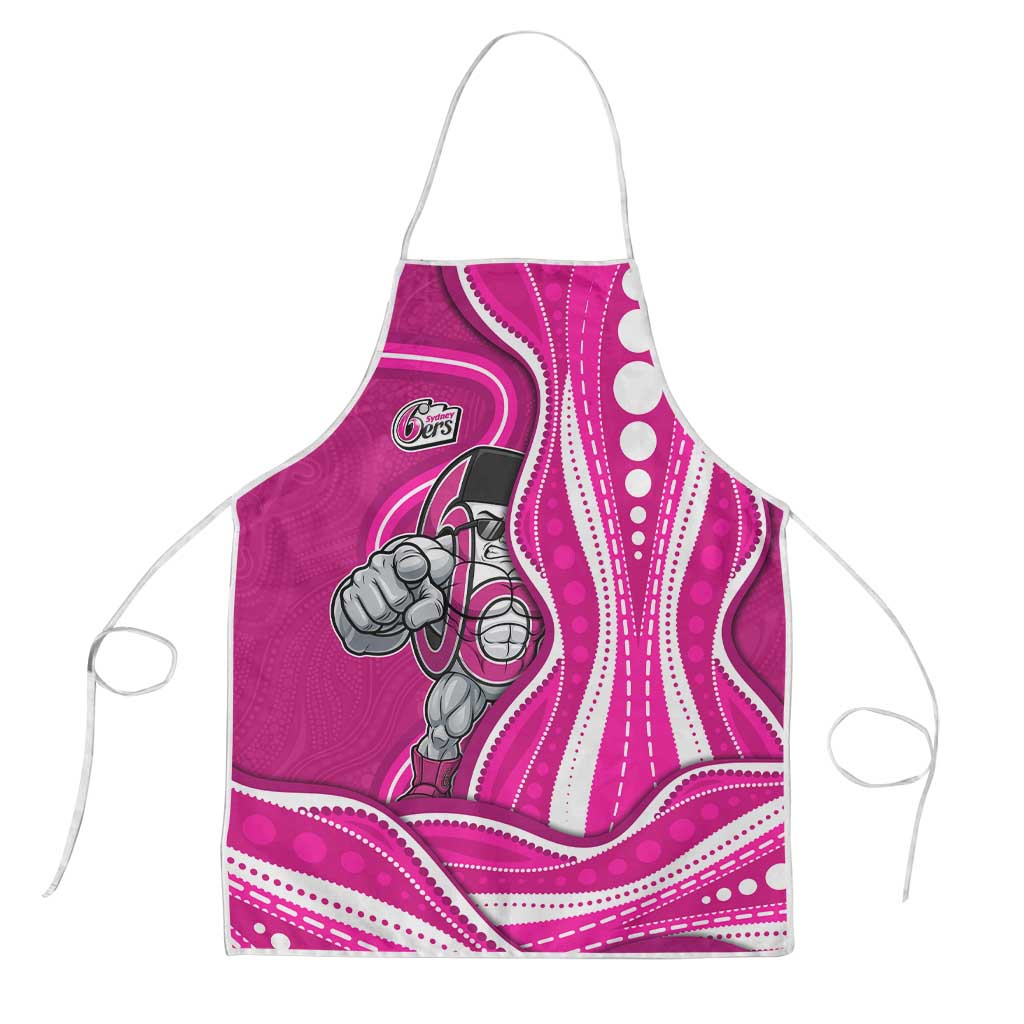 Sydney Sixers Apron Aboriginal Dot Art Pink White - Tribal Wave Pattern