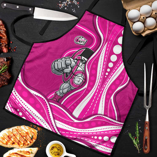 Sydney Sixers Apron Aboriginal Dot Art Pink White - Tribal Wave Pattern