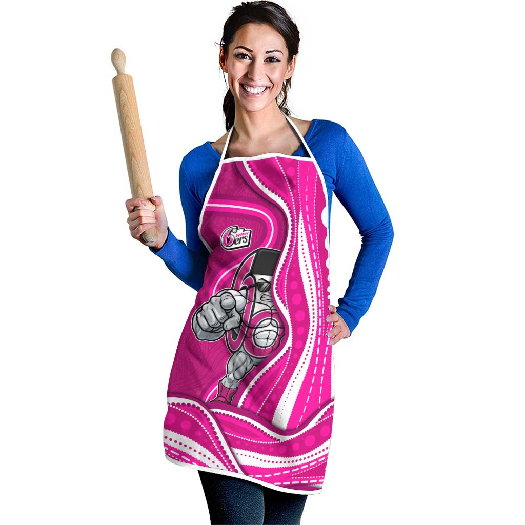 Sydney Sixers Apron Aboriginal Dot Art Pink White - Tribal Wave Pattern