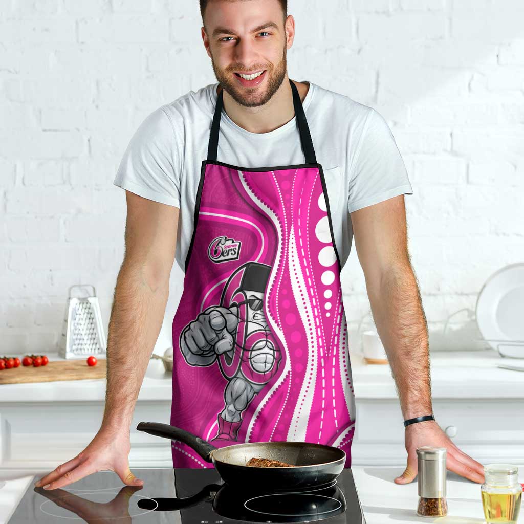 Sydney Sixers Apron Aboriginal Dot Art Pink White - Tribal Wave Pattern