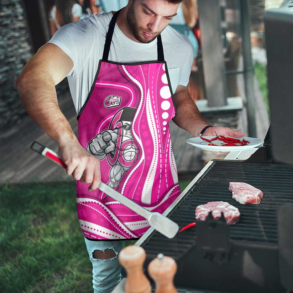 Sydney Sixers Apron Aboriginal Dot Art Pink White - Tribal Wave Pattern