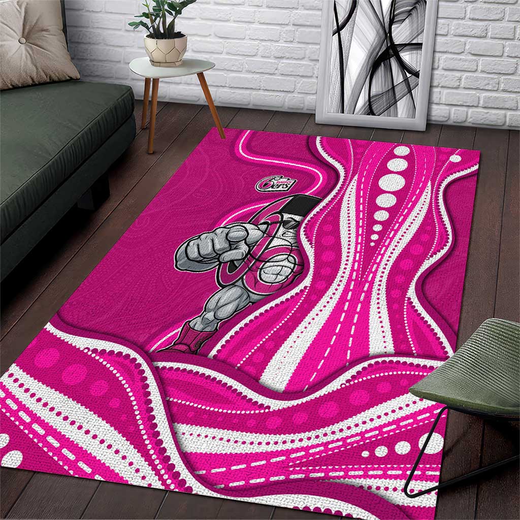Sydney Sixers Area Rug Aboriginal Dot Art Pink White - Tribal Wave Pattern