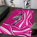 Sydney Sixers Area Rug Aboriginal Dot Art Pink White - Tribal Wave Pattern