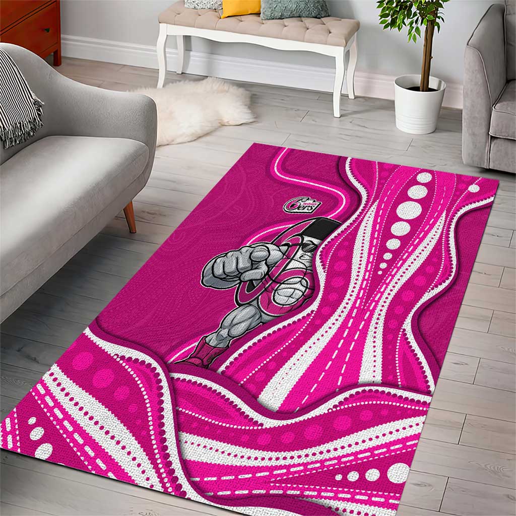 Sydney Sixers Area Rug Aboriginal Dot Art Pink White - Tribal Wave Pattern