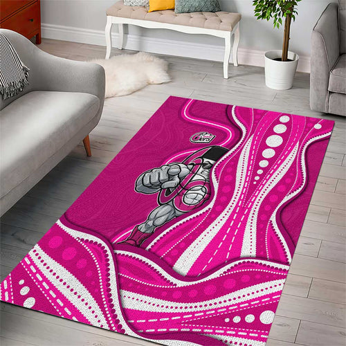 Sydney Sixers Area Rug Aboriginal Dot Art Pink White - Tribal Wave Pattern