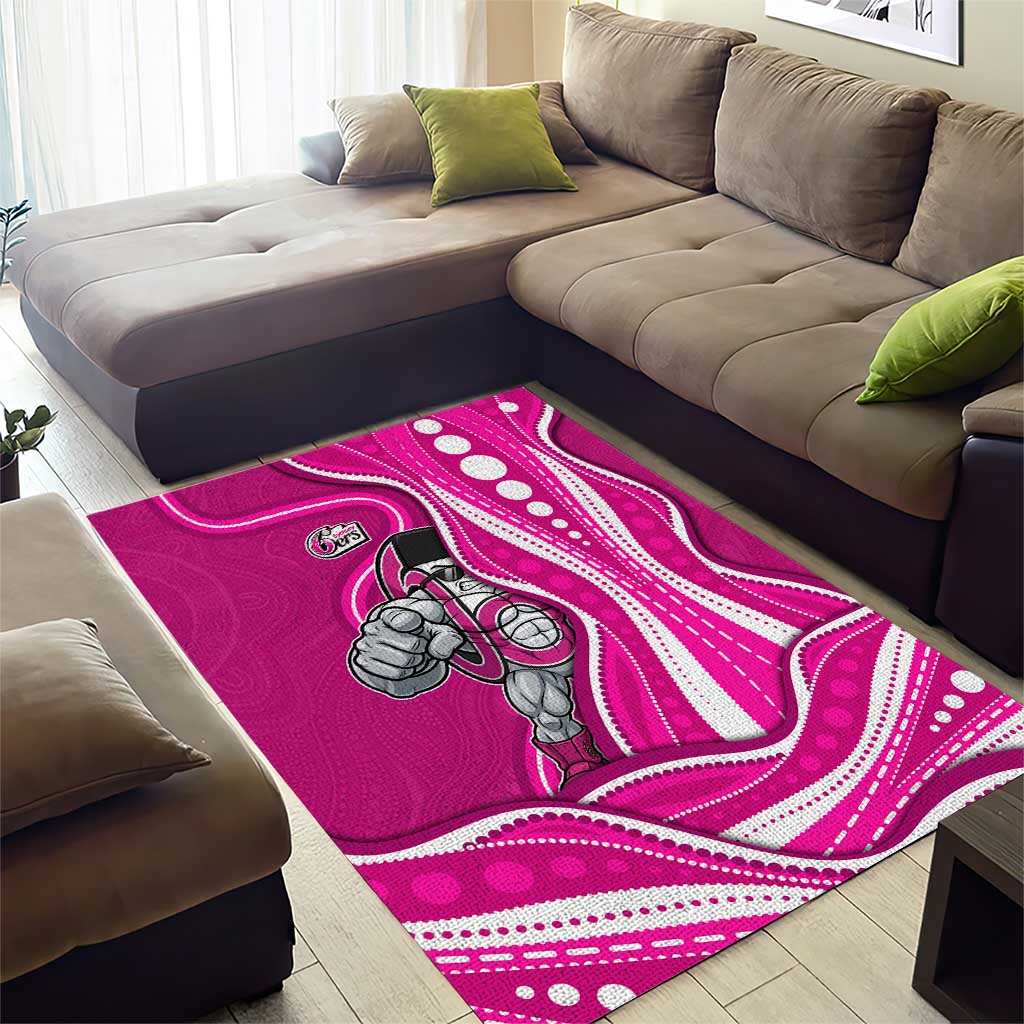Sydney Sixers Area Rug Aboriginal Dot Art Pink White - Tribal Wave Pattern