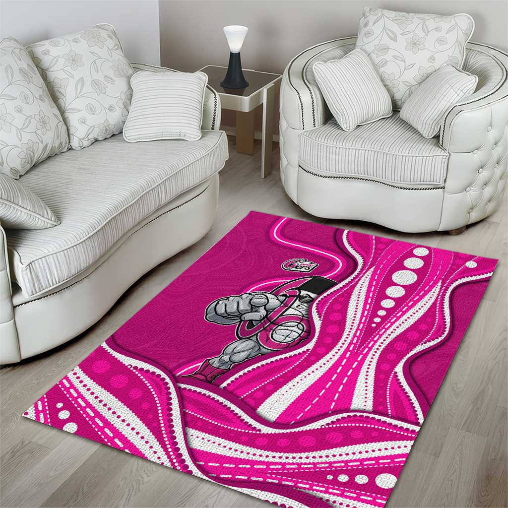 Sydney Sixers Area Rug Aboriginal Dot Art Pink White - Tribal Wave Pattern