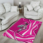 Sydney Sixers Area Rug Aboriginal Dot Art Pink White - Tribal Wave Pattern