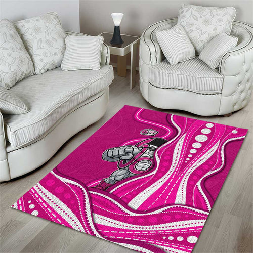Sydney Sixers Area Rug Aboriginal Dot Art Pink White - Tribal Wave Pattern