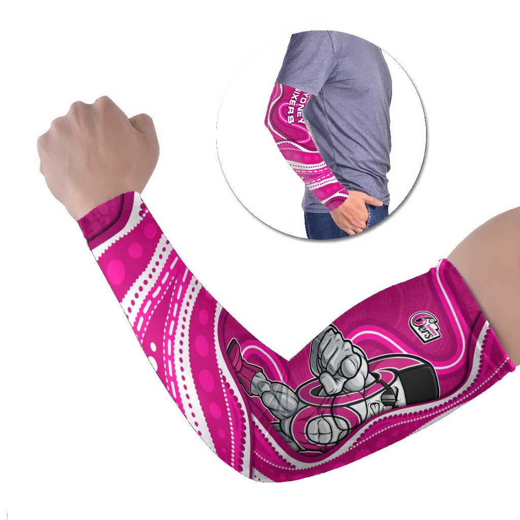 Sydney Sixers Arm Sleeves Aboriginal Dot Art Pink White - Tribal Wave Pattern