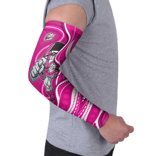 Sydney Sixers Arm Sleeves Aboriginal Dot Art Pink White - Tribal Wave Pattern