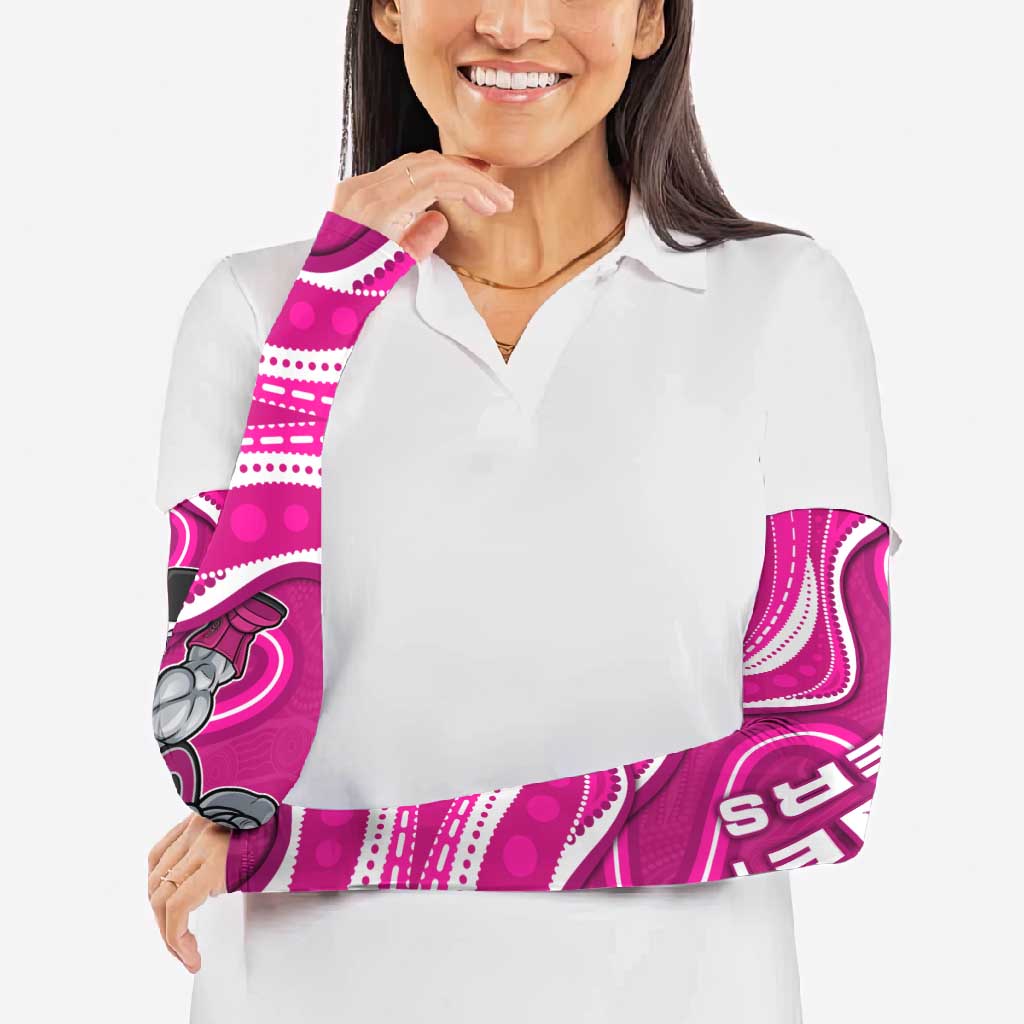 Sydney Sixers Arm Sleeves Aboriginal Dot Art Pink White - Tribal Wave Pattern