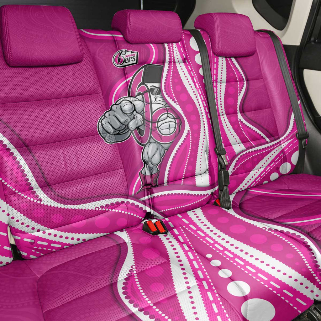 Sydney Sixers Back Car Seat Cover Aboriginal Dot Art Pink White - Tribal Wave Pattern