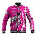 Sydney Sixers Baseball Jacket Aboriginal Dot Art Pink White - Tribal Wave Pattern