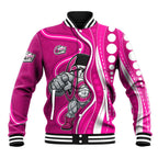 Sydney Sixers Baseball Jacket Aboriginal Dot Art Pink White - Tribal Wave Pattern