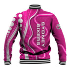 Sydney Sixers Baseball Jacket Aboriginal Dot Art Pink White - Tribal Wave Pattern