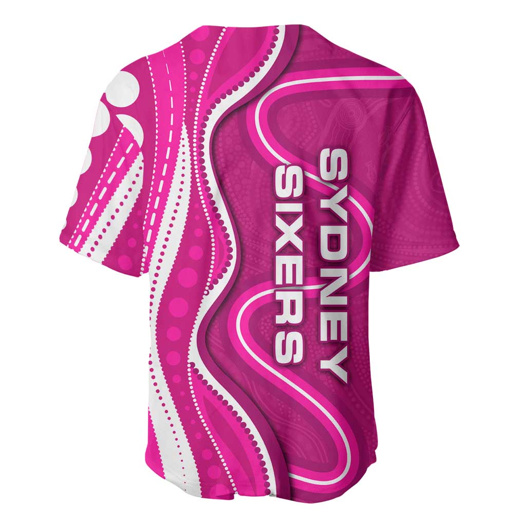 Sydney Sixers Baseball Jersey Aboriginal Dot Art Pink White - Tribal Wave Pattern
