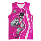 Sydney Sixers Basketball Jersey Aboriginal Dot Art Pink White - Tribal Wave Pattern