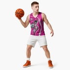 Sydney Sixers Basketball Jersey Aboriginal Dot Art Pink White - Tribal Wave Pattern