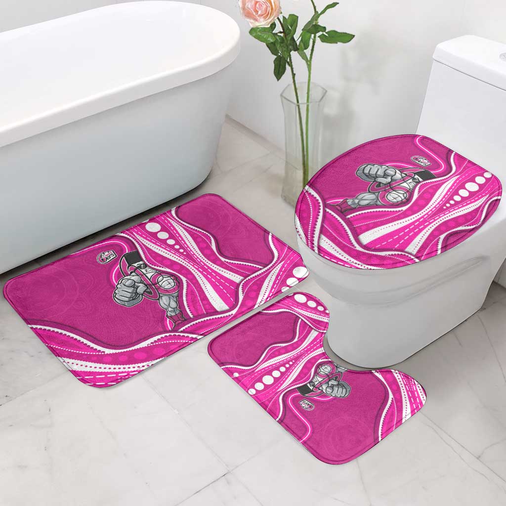 Sydney Sixers Bathroom Set Aboriginal Dot Art Pink White - Tribal Wave Pattern