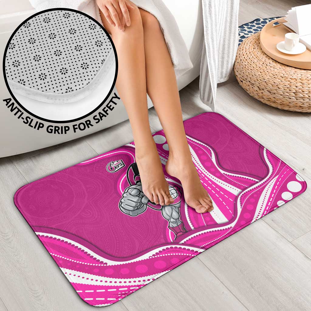 Sydney Sixers Bathroom Set Aboriginal Dot Art Pink White - Tribal Wave Pattern
