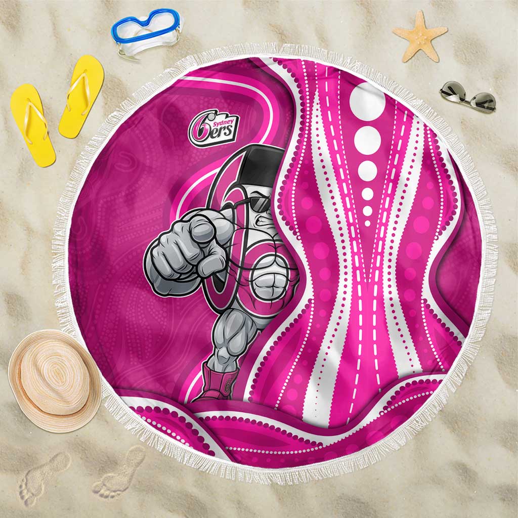 Sydney Sixers Beach Blanket Aboriginal Dot Art Pink White - Tribal Wave Pattern