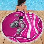 Sydney Sixers Beach Blanket Aboriginal Dot Art Pink White - Tribal Wave Pattern