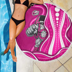 Sydney Sixers Beach Blanket Aboriginal Dot Art Pink White - Tribal Wave Pattern