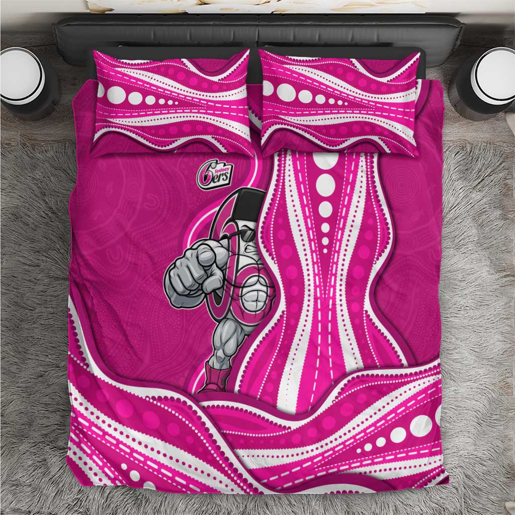 Sydney Sixers Bedding Set Aboriginal Dot Art Pink White - Tribal Wave Pattern