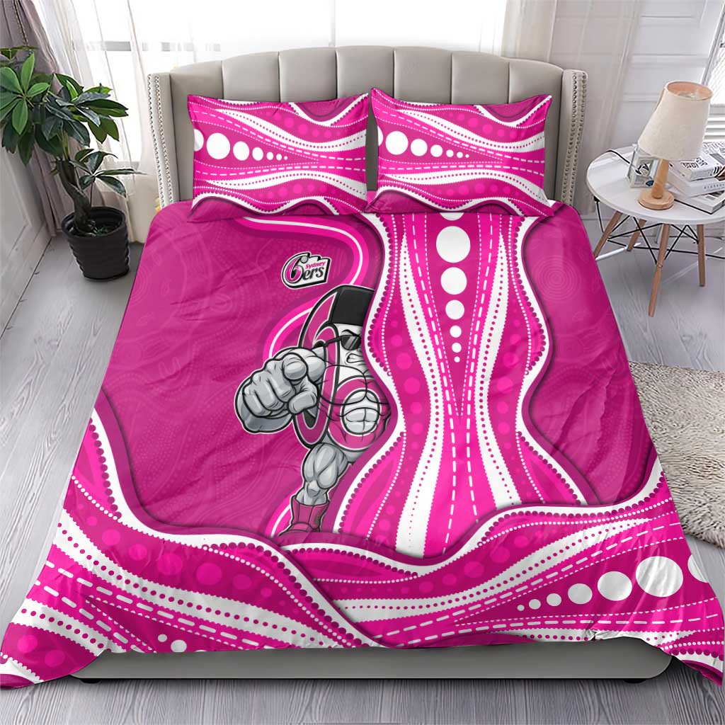 Sydney Sixers Bedding Set Aboriginal Dot Art Pink White - Tribal Wave Pattern