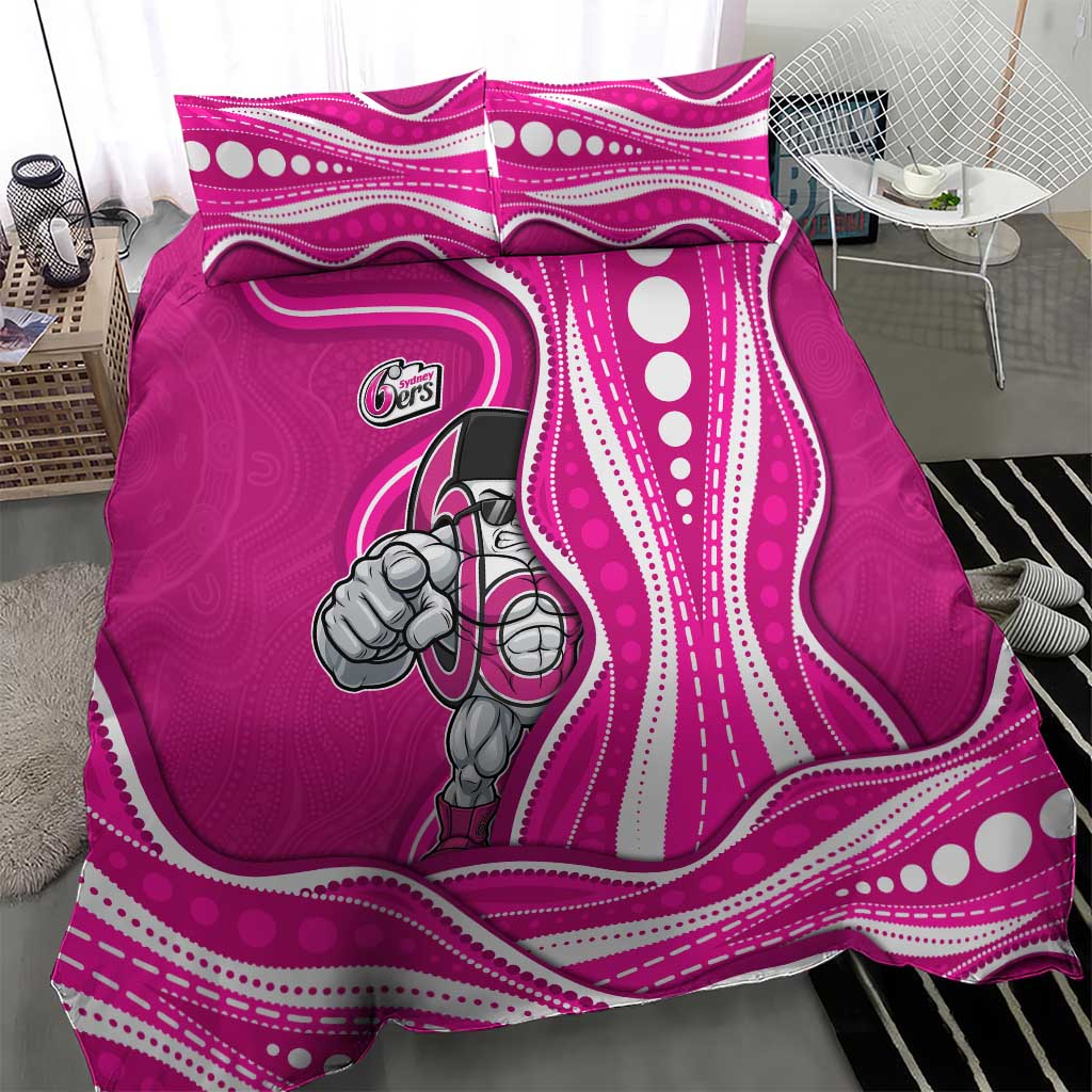 Sydney Sixers Bedding Set Aboriginal Dot Art Pink White - Tribal Wave Pattern