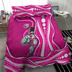 Sydney Sixers Bedding Set Aboriginal Dot Art Pink White - Tribal Wave Pattern