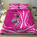 Sydney Sixers Bedding Set Aboriginal Dot Art Pink White - Tribal Wave Pattern