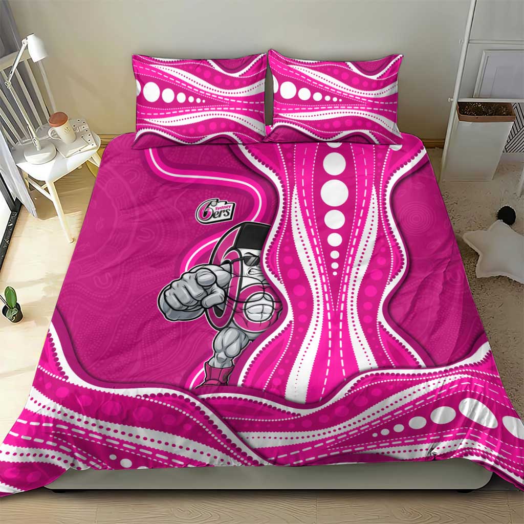 Sydney Sixers Bedding Set Aboriginal Dot Art Pink White - Tribal Wave Pattern